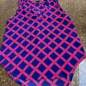 41 Hawthorn Hot Pink & Navy Sleeveless Blouse Size M Office Business Teacher